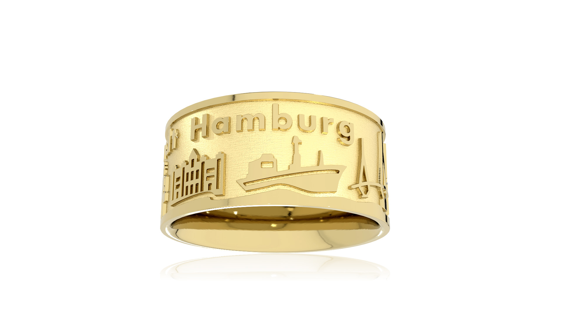 Ring Stadt Hamburg Silber Gelb vergoldet