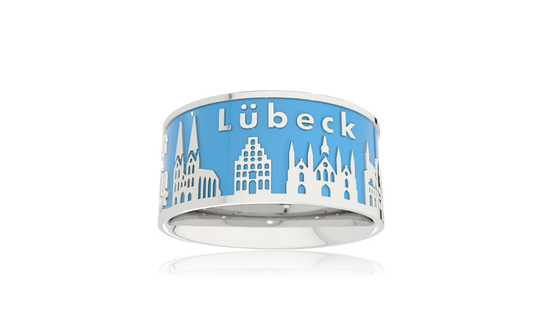Ring Stadt Lübeck Silber Emaille blau