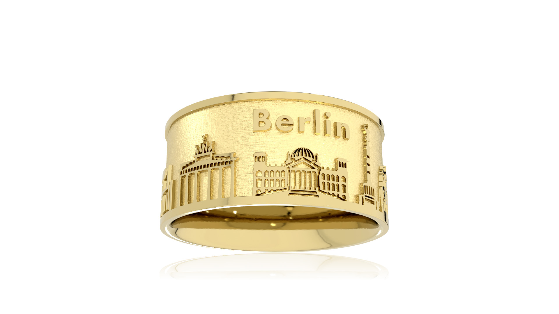 Ring Stadt Berlin Silber Gold plattiert 10 mm breit